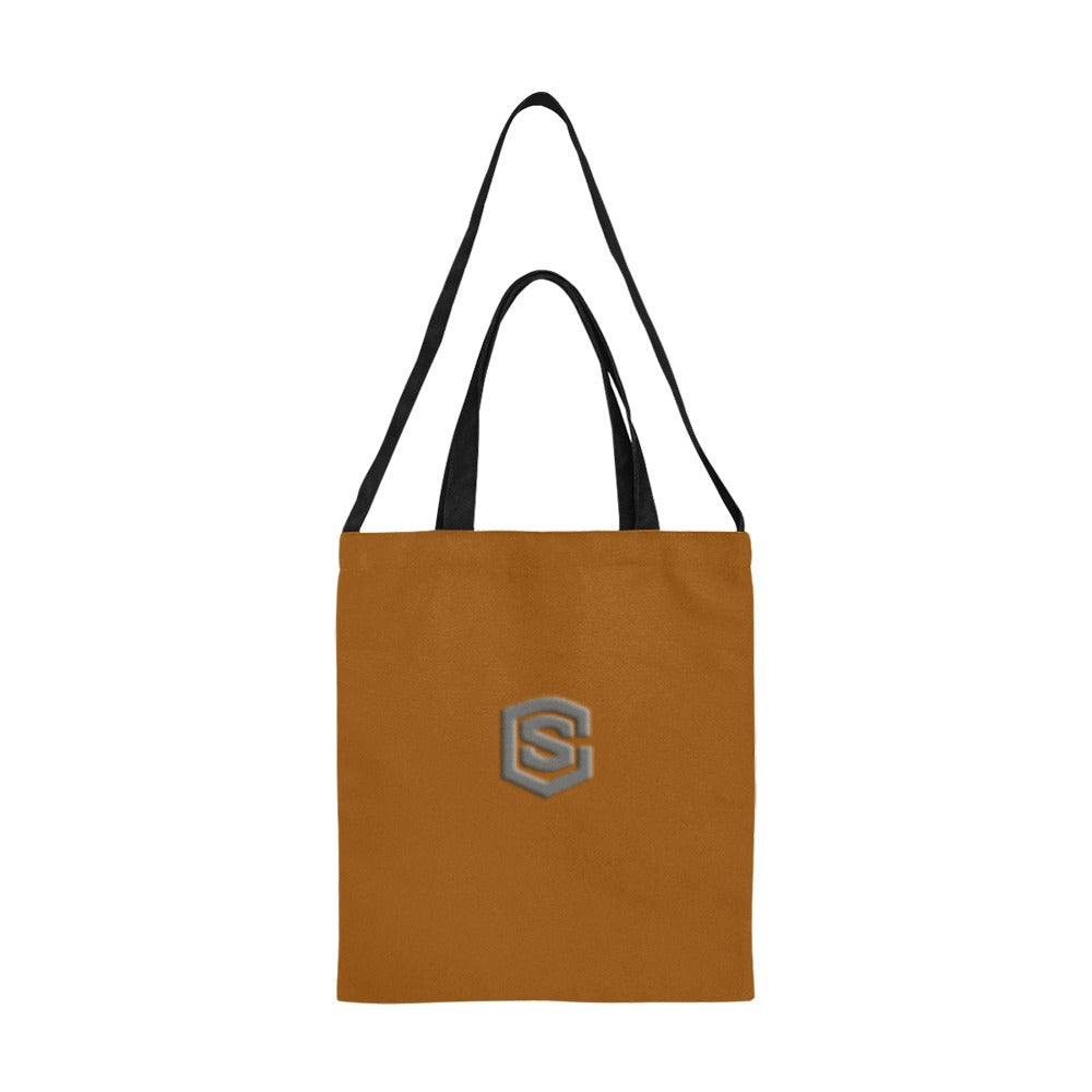 Brown All Over Print Canvas Tote Bag With Grey Logo All Over Print Canvas Tote Bag(Model1698)(Medium)