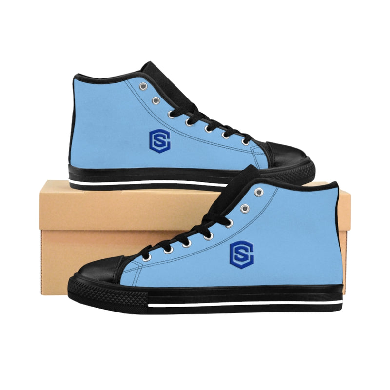 blue Men's High-top Sneakers - blue logo