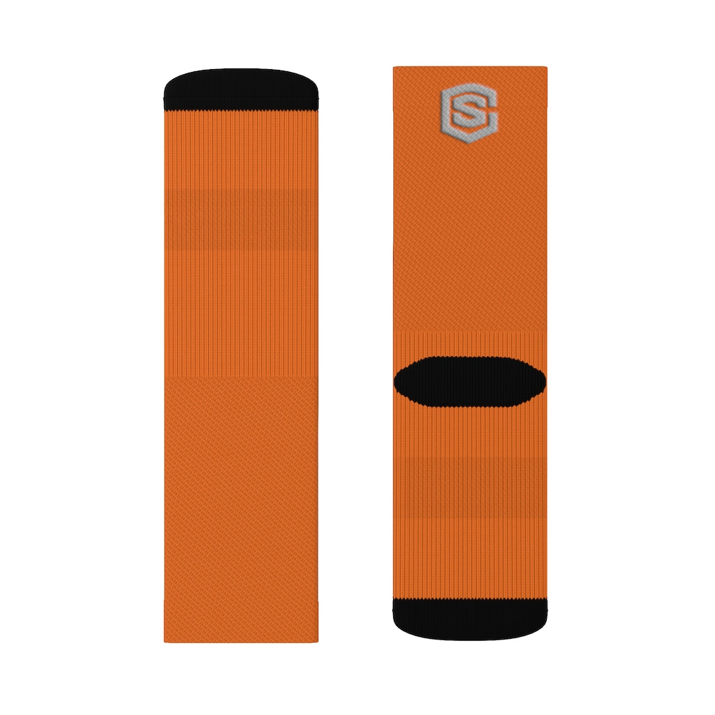 Orange Sublimation Socks Silver Logo