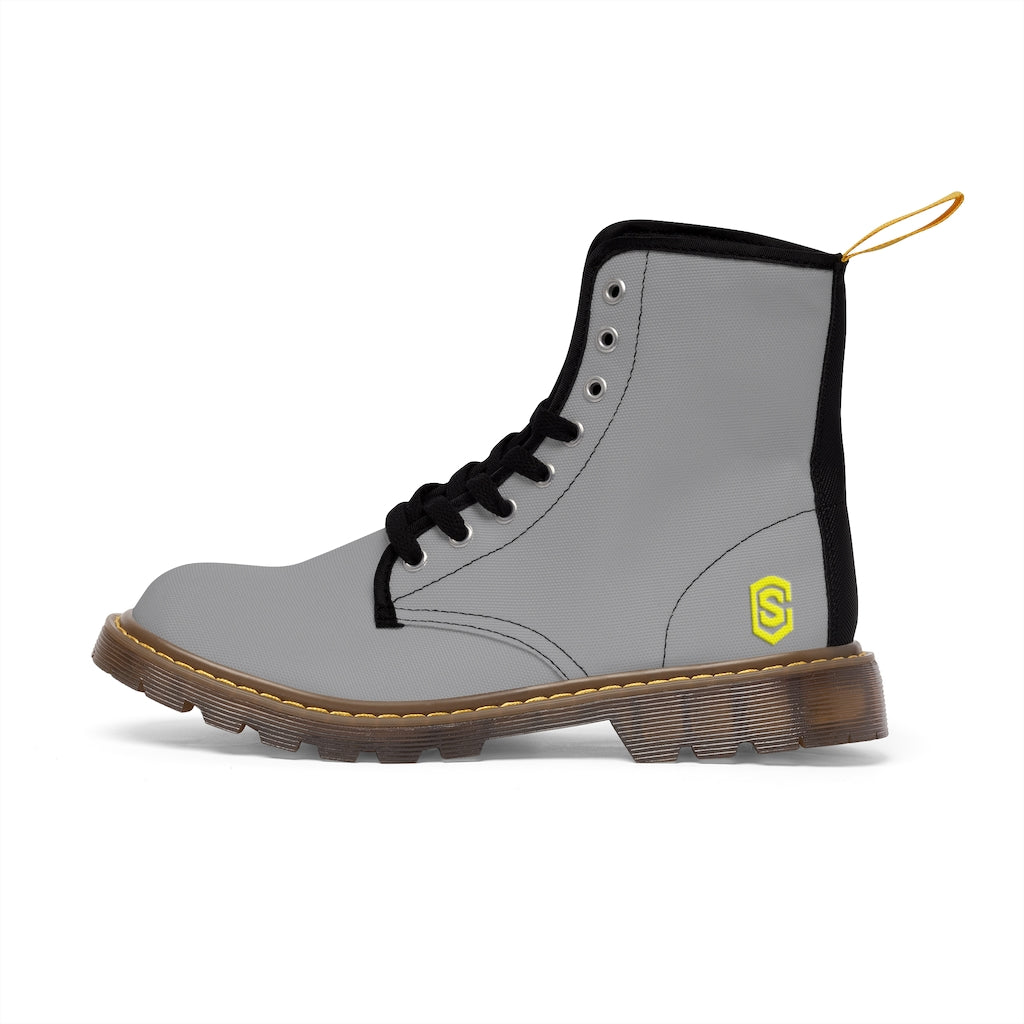 Grey Men's Canvas Boots Yellow Logo