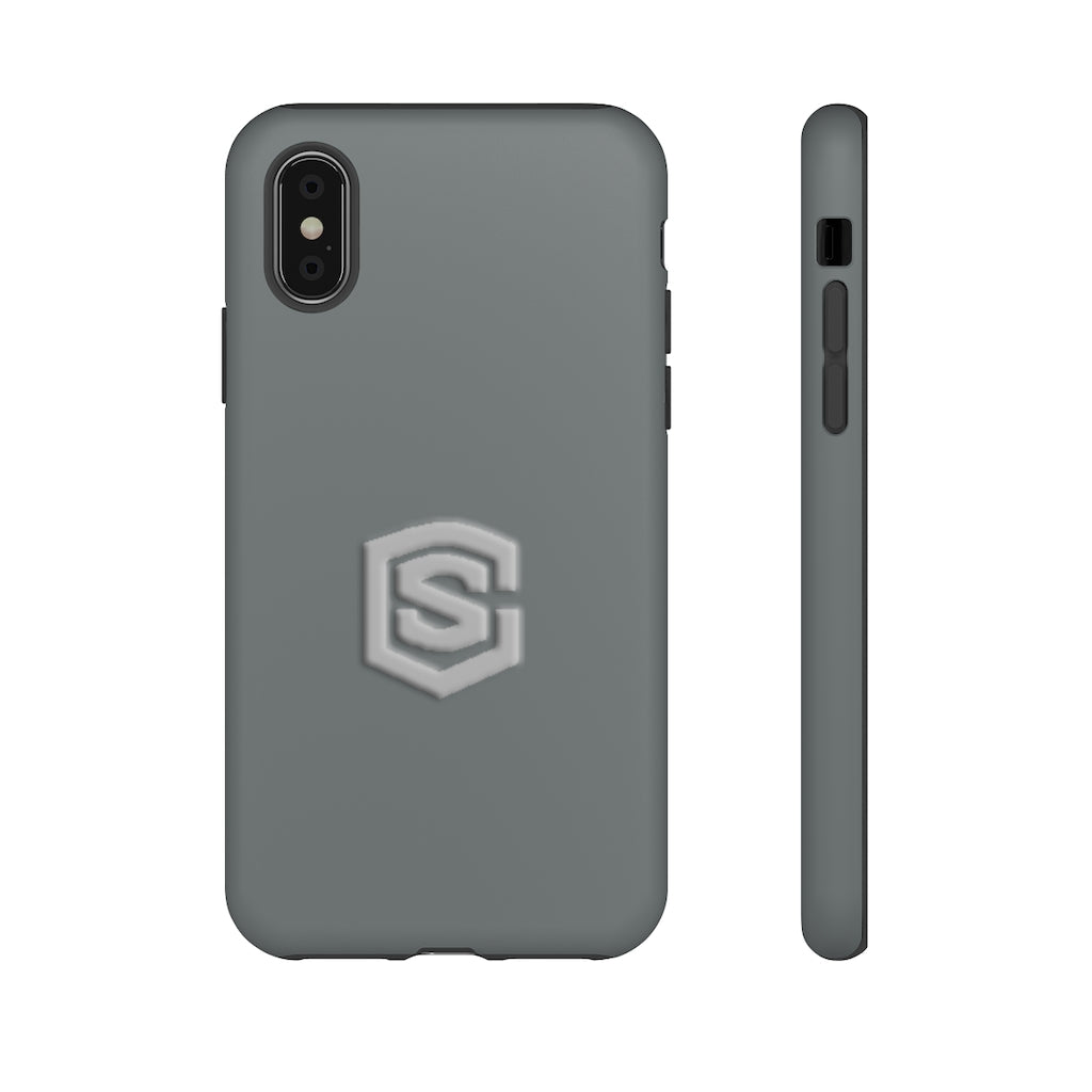 Grey Tough Cases Silver Logo