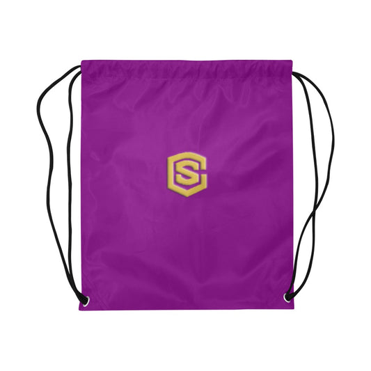 Purple Drawstring Bags Large With Gold Logo Drawstring Bags (Model 1604) (Large)