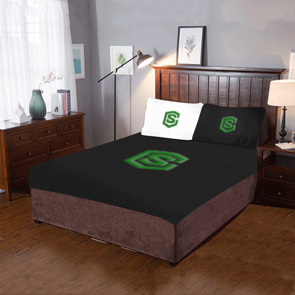 White Duvet Cover Yellow Logo 3-Piece Bedding Set (1 Duvet Cover 86"x70"; 2 Pillowcases 20"x30")(One Side)