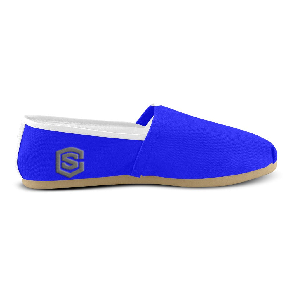 BLUE casual shoes for women WITH GRAY LOGO Casual Canvas Women's Shoes (Model 004) (Designs are mirrored)