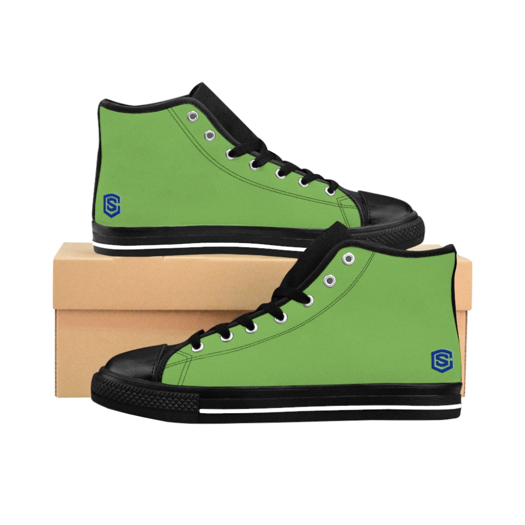 green Women's High-top Sneakers Blue logo