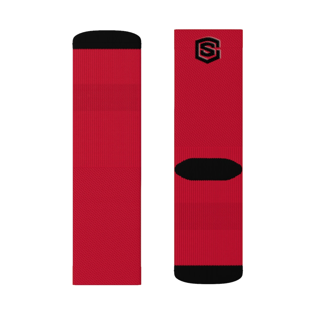Red Sublimation Socks Black Logo