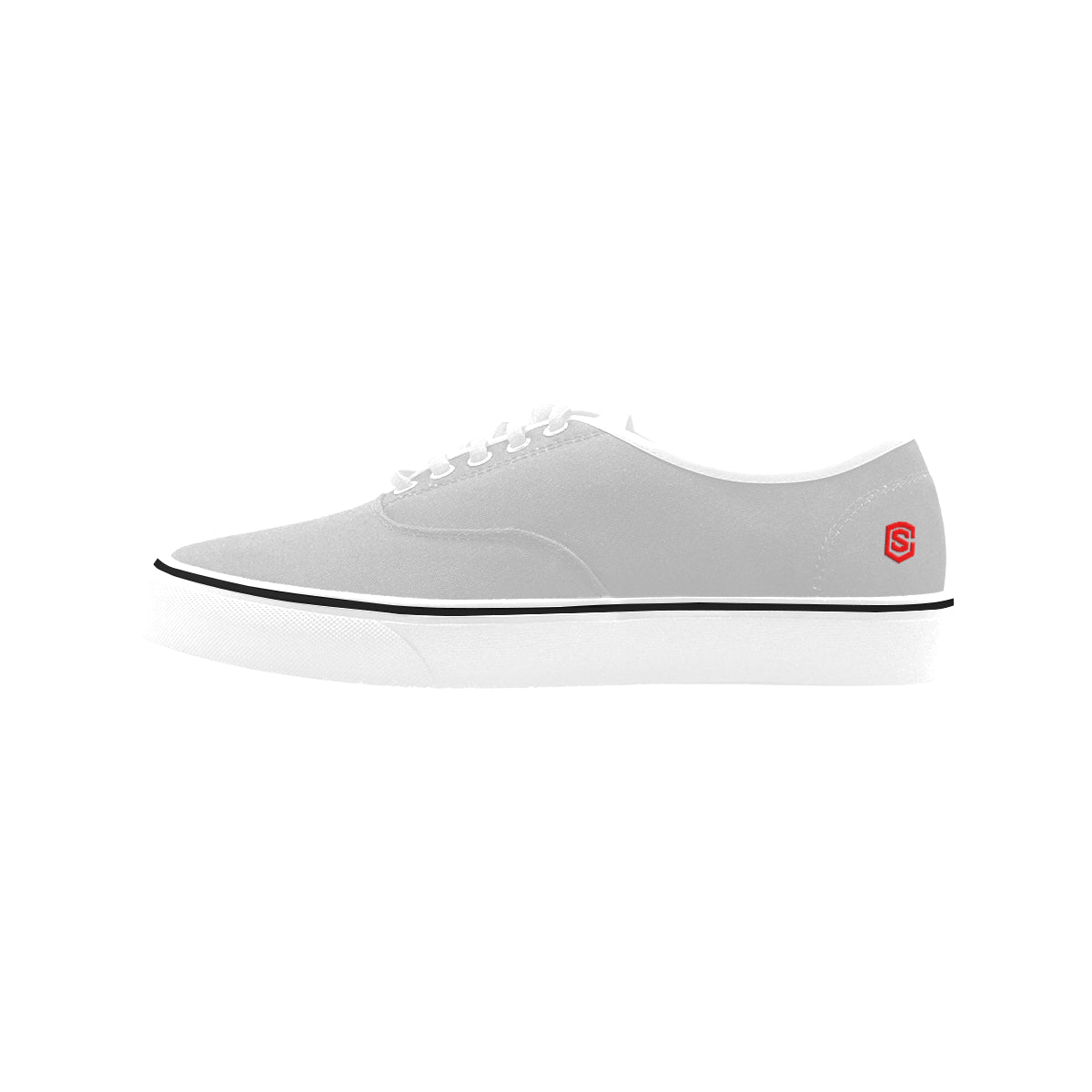 red logo Classic Women's Canvas Low Top Shoes (Model E001-4)