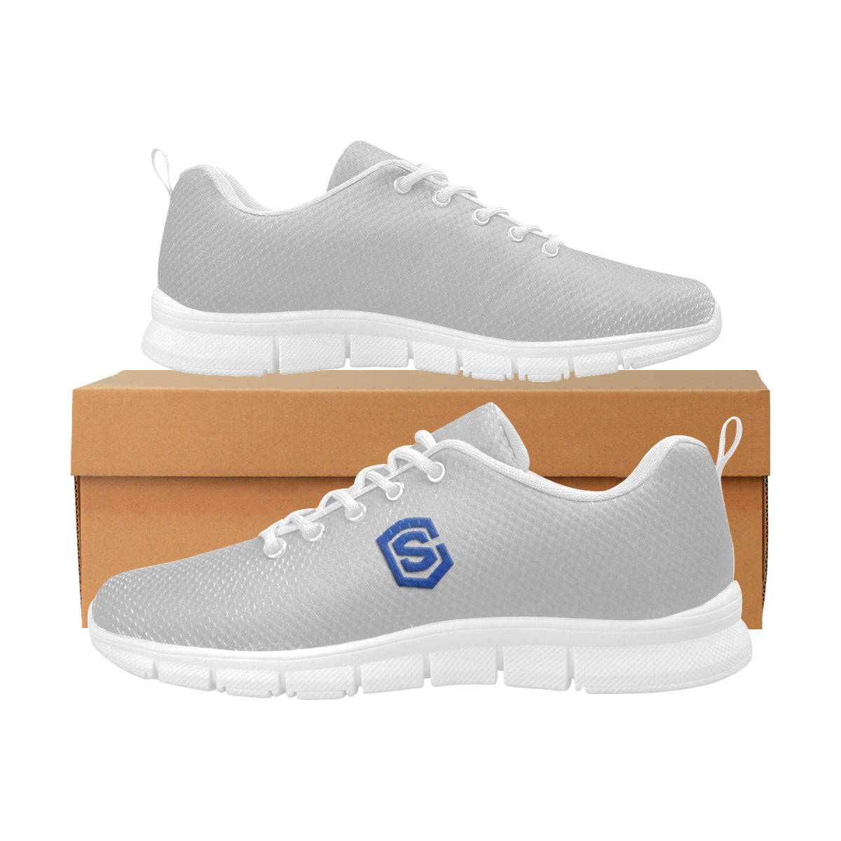 blue logo Women's Breathable Running Shoes (Model 055)