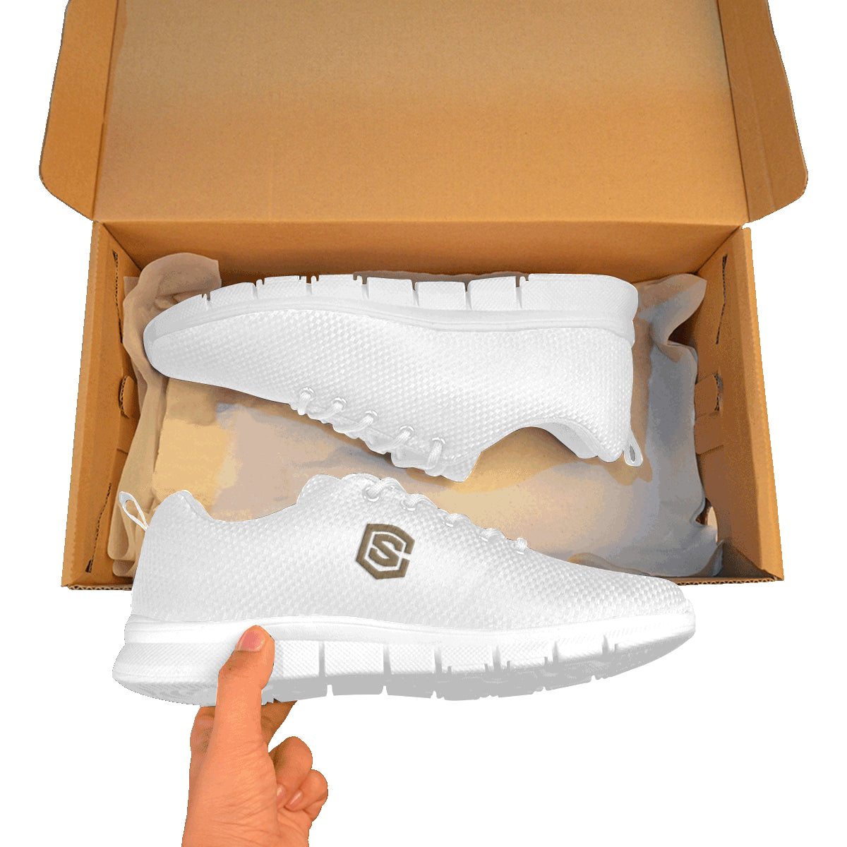 brown logo Women's Breathable Running Shoes (Model 055)