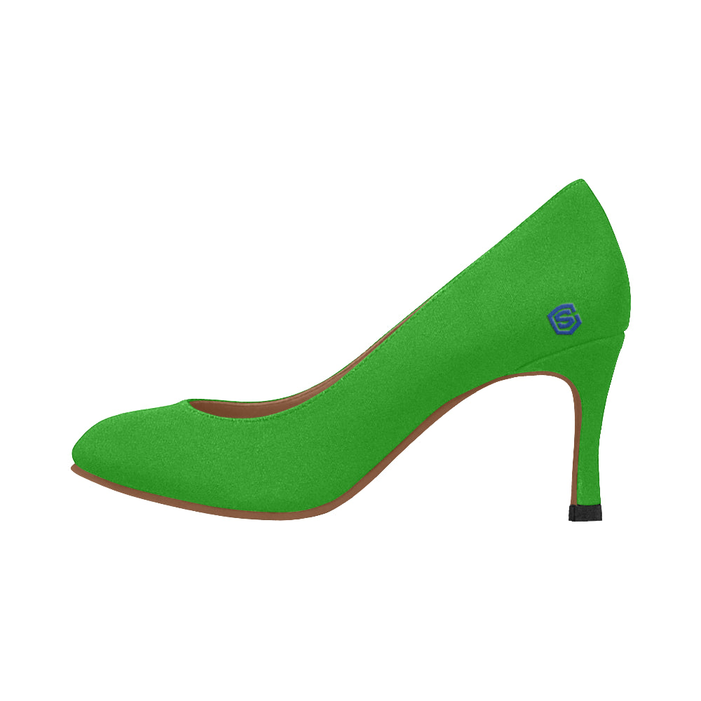 GREEN Women's High Heels blue  logo Women's High Heels (Model 048)