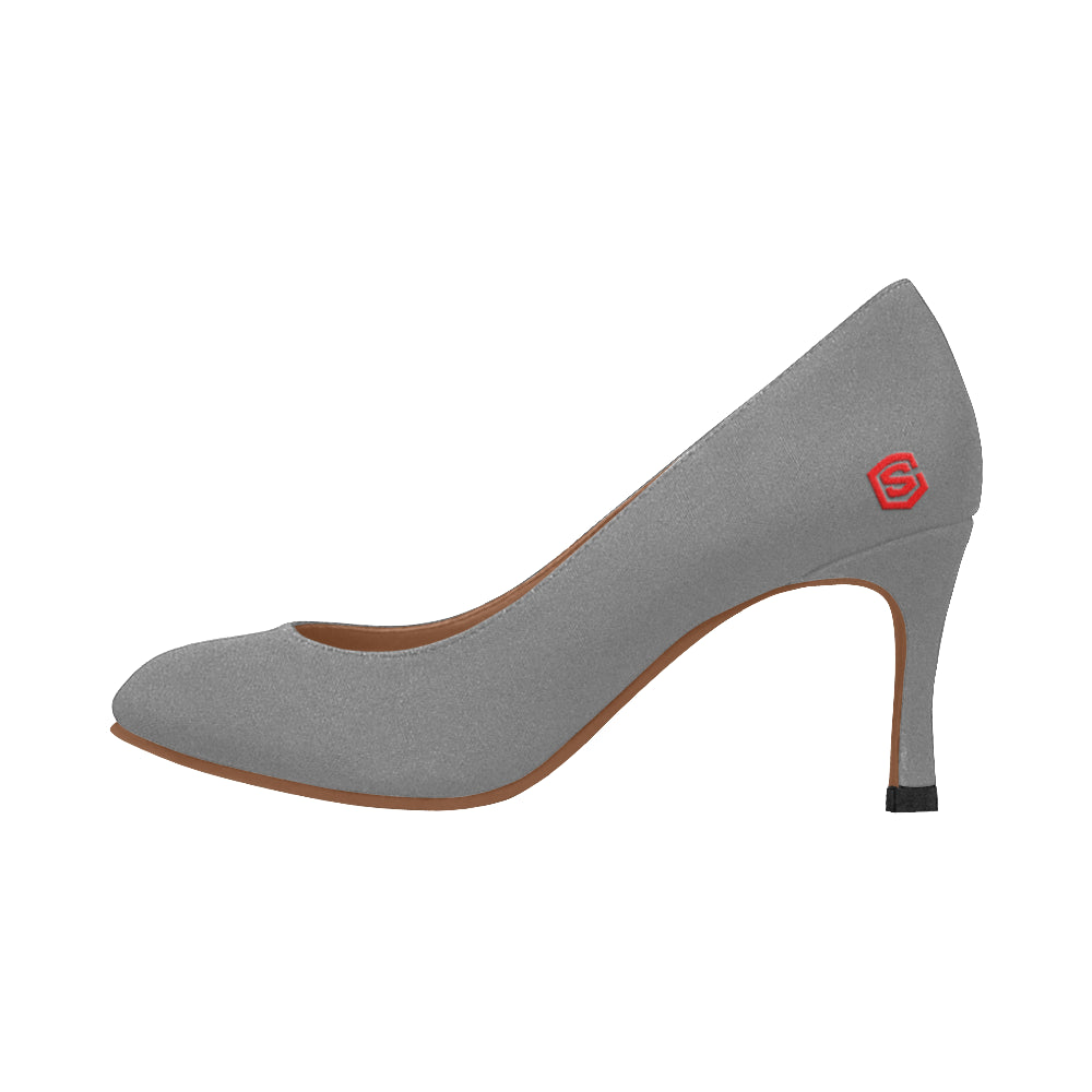 GRAY Women's High Heels red logo Women's High Heels (Model 048)