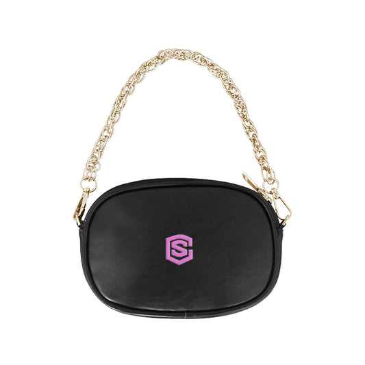 BLACK CHAIN PURSE pink logo Chain Purse (Model 1626)