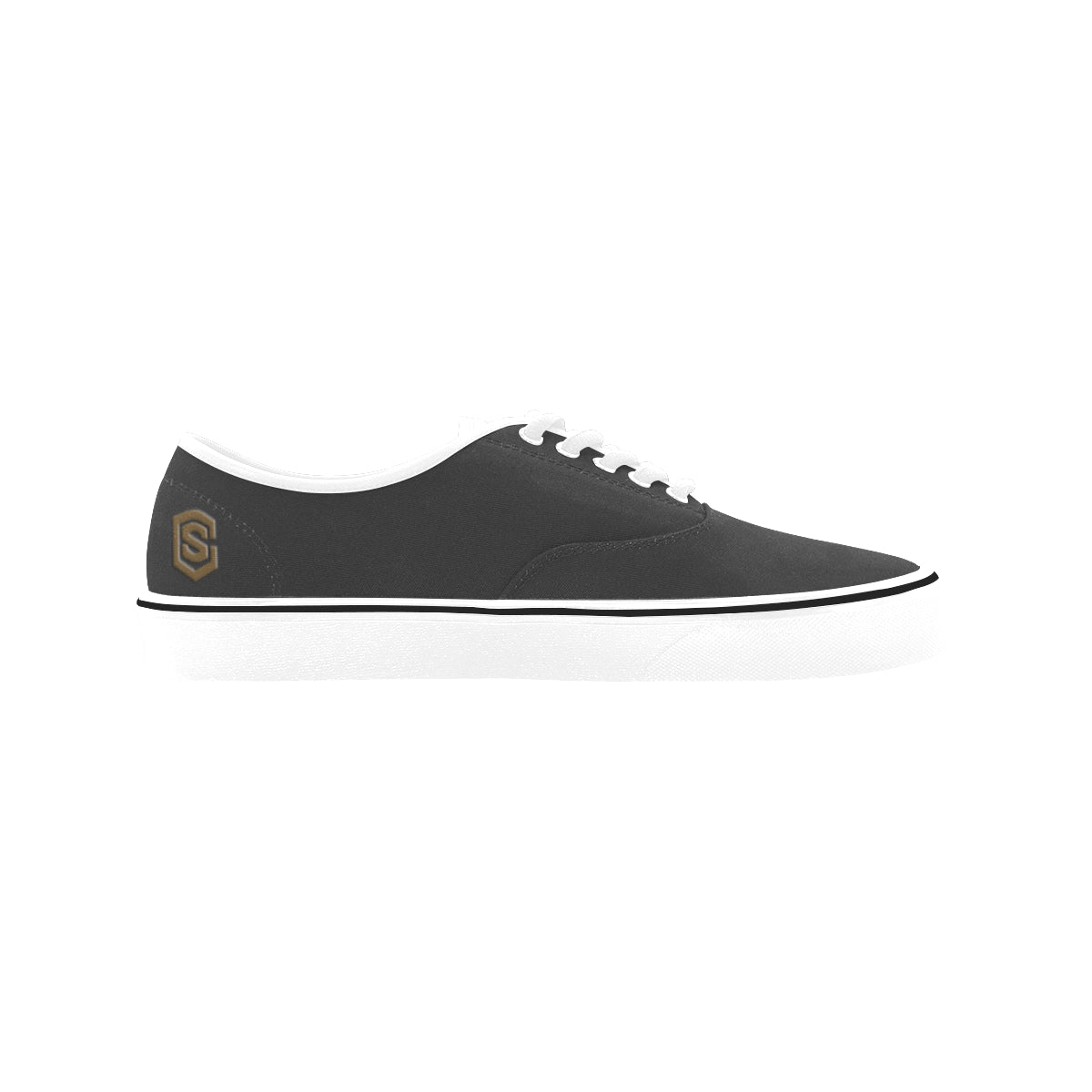 brown logo Classic Women's Canvas Low Top Shoes (Model E001-4)