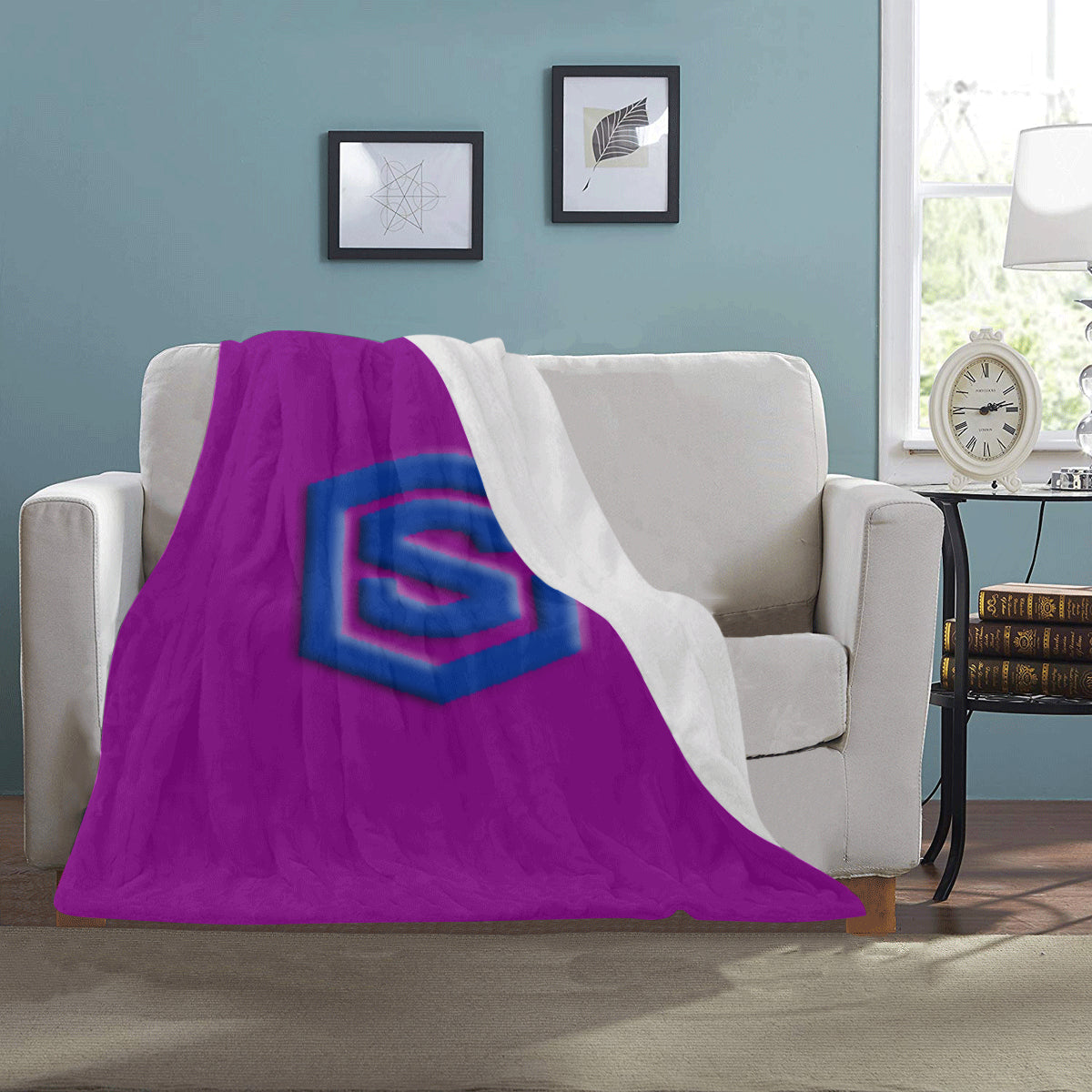 Purple Ultra-Soft Micro Fleece Blanket with Blue Logo Ultra-Soft Micro Fleece Blanket 30"x40"