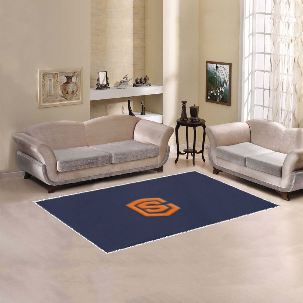 Blue Area Rug Orange Logo Area Rug 5' x 3.2'