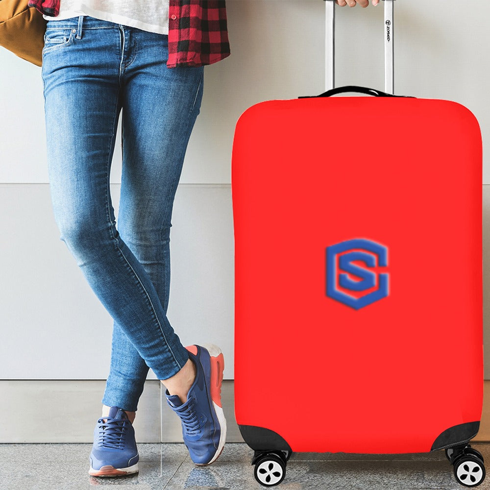RED LUGGAGE COVER WITH BLUE LOGO Luggage Cover (Large Size) (26"-28")