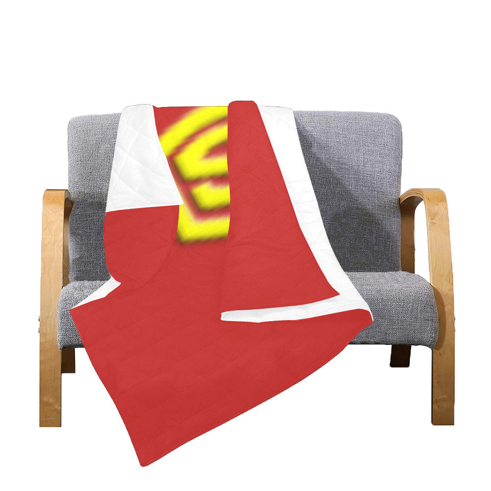 Red Custom Quilt Yellow Logo Custom Quilt 50" x 60"