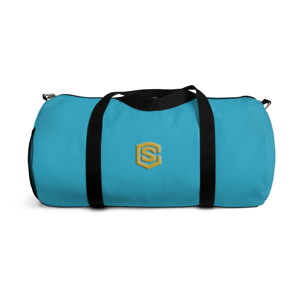 Blue Duffel Bag Gold Logo