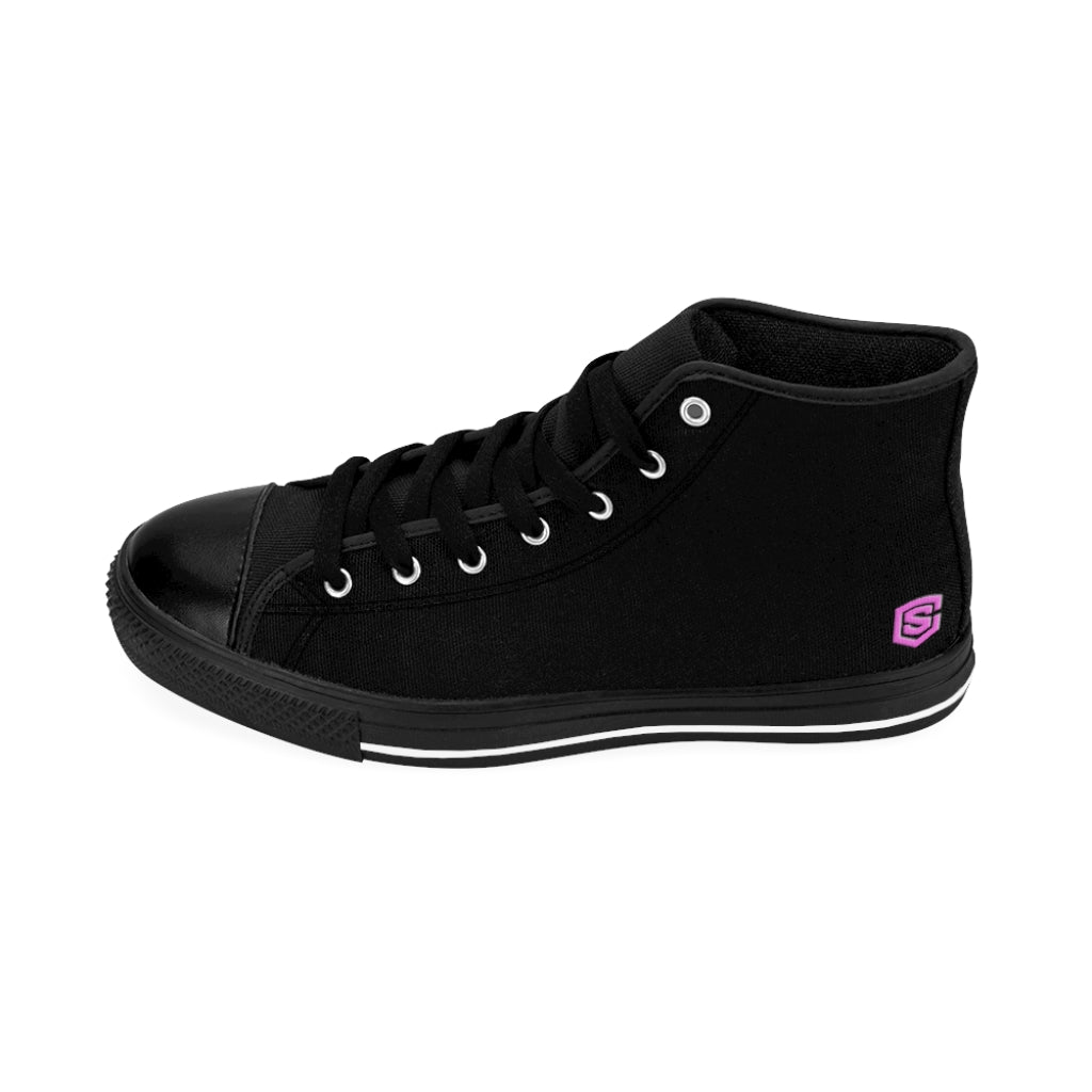 Black Women's High-top Sneakers Pink logo