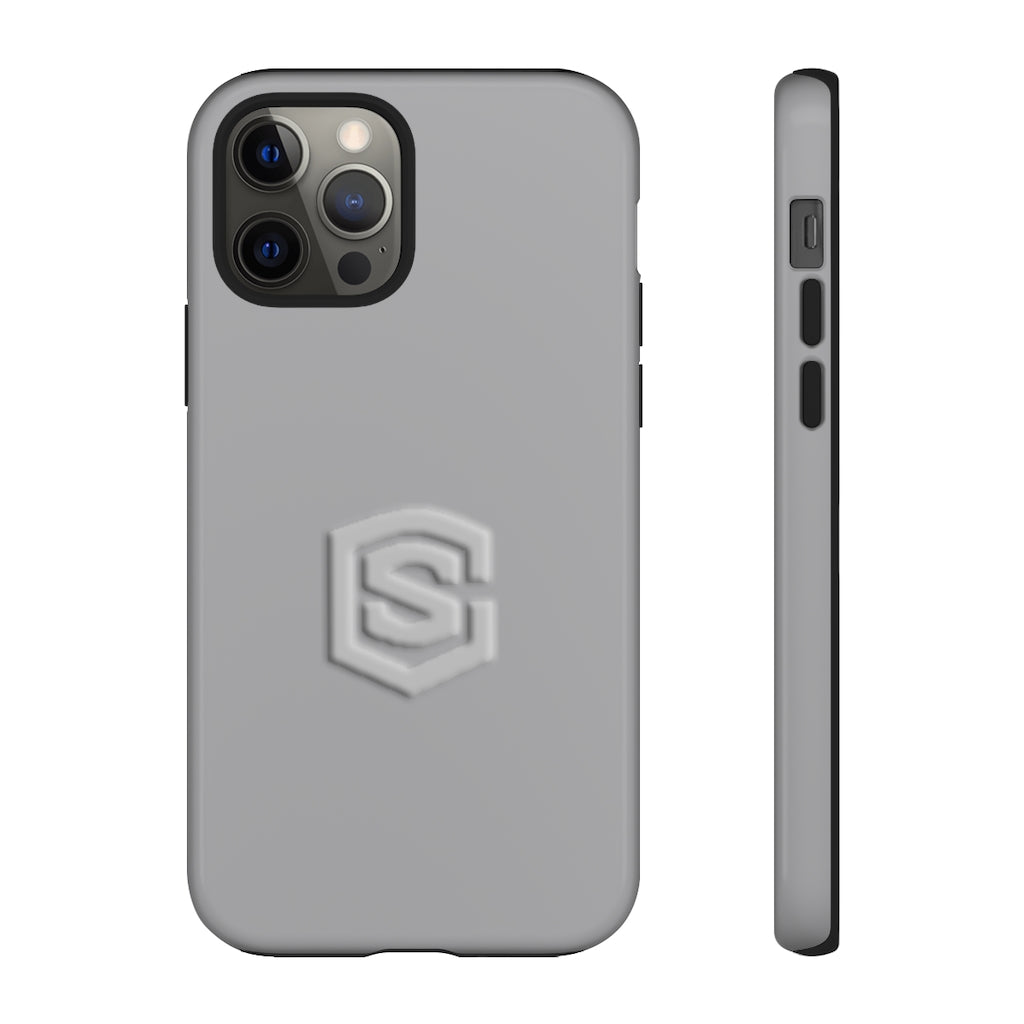 Grey Tough Cases Silver Logo