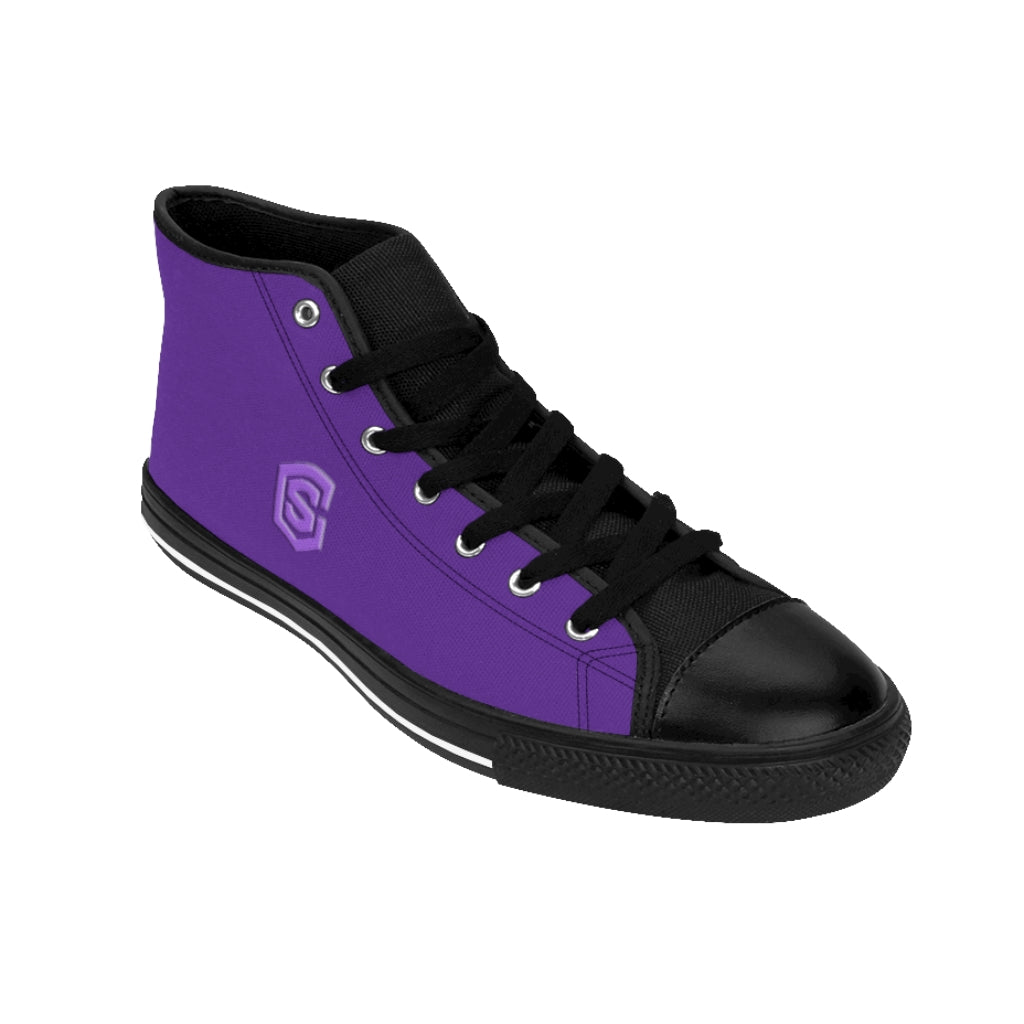 Purple Men's High-top Sneakers pink logo