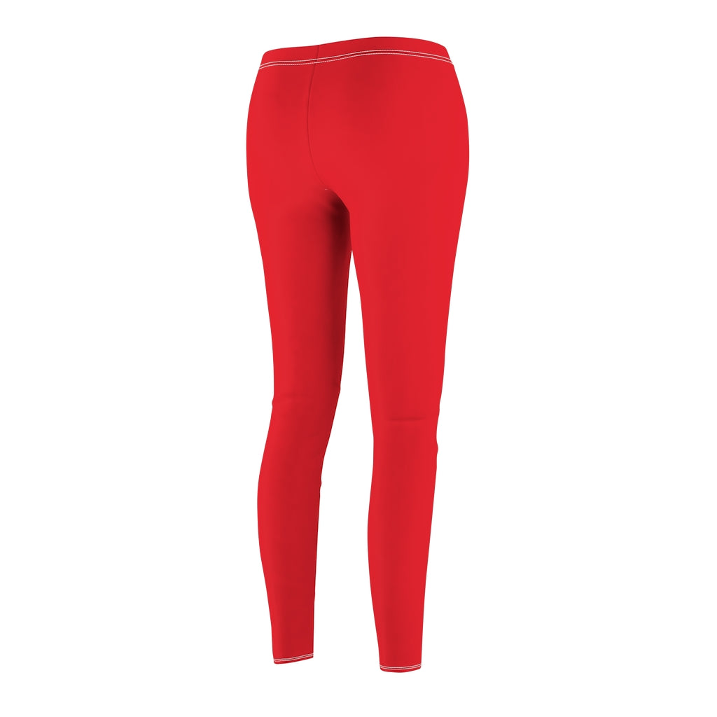 Red Women's Cut & Sew Casual Leggings Silver logo