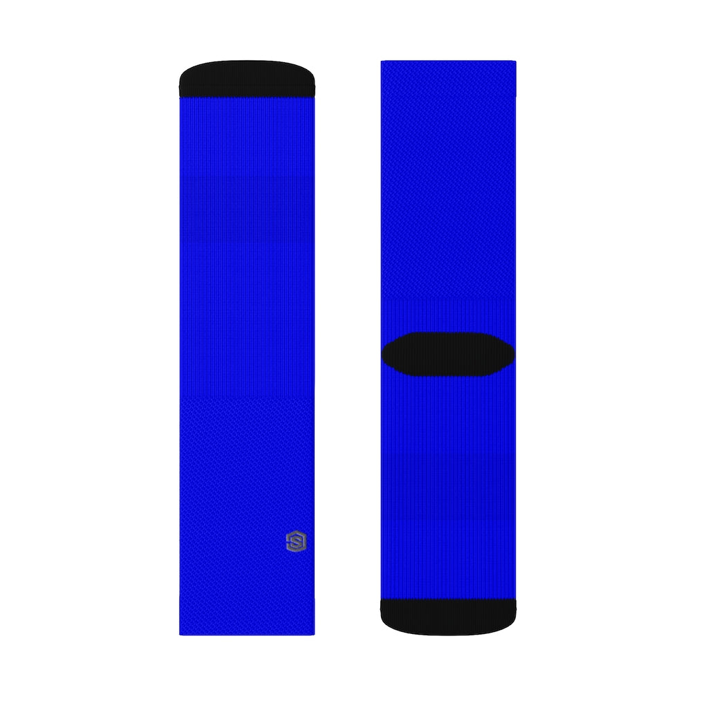 Blue Sublimation Socks with Gray Logo
