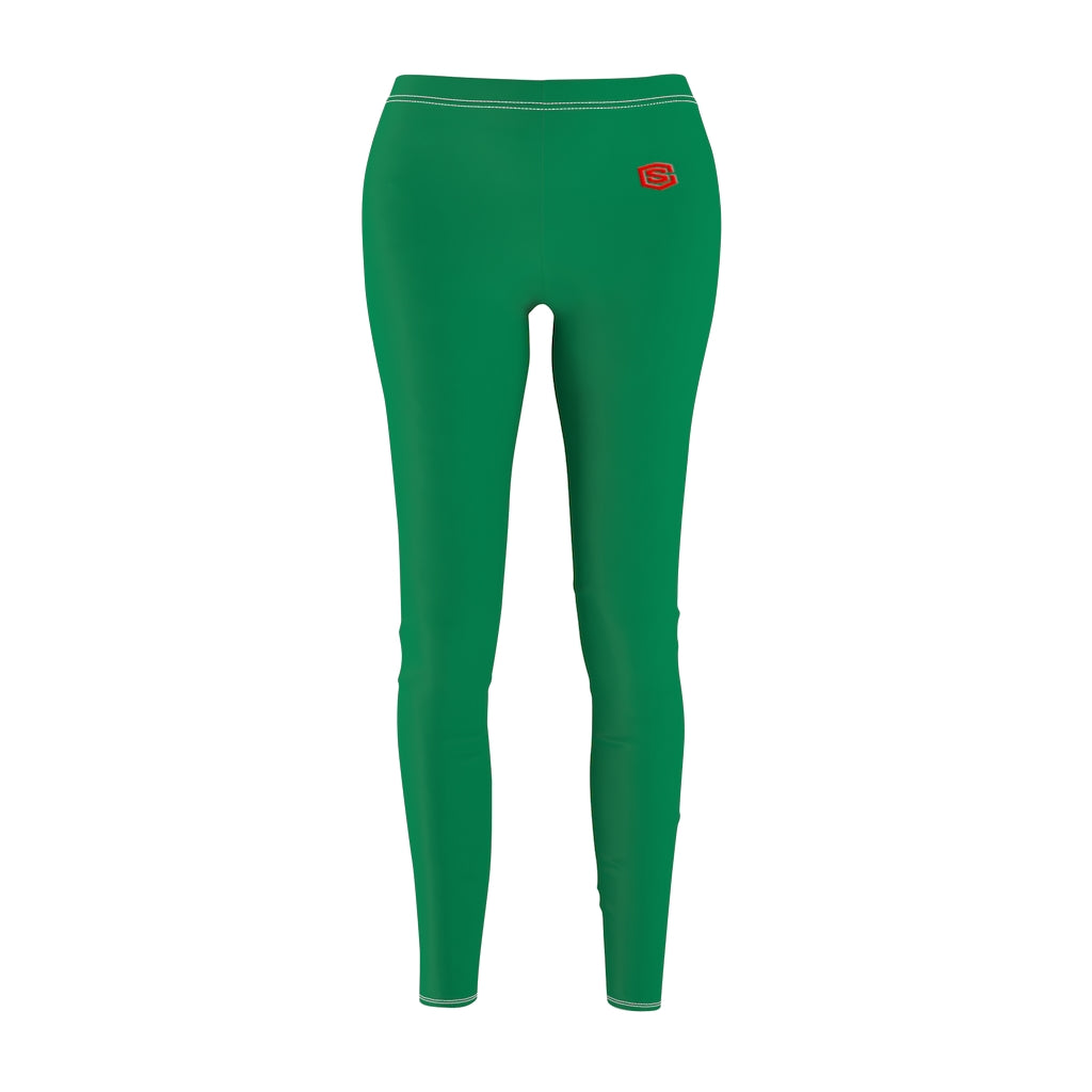 Green Women's Cut & Sew Casual Leggings Red logo