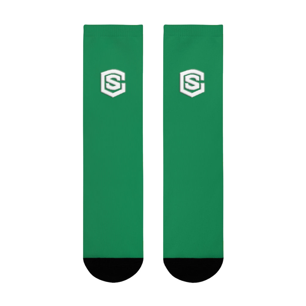 Green Sublimation Crew Socks (EU) white Logo