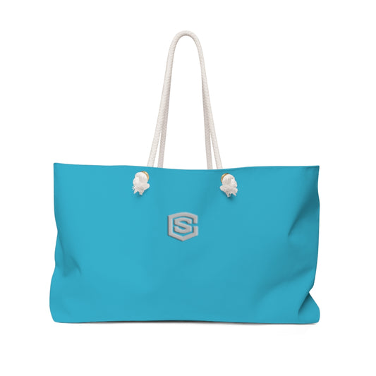 Blue Weekender Bag Silver Logo