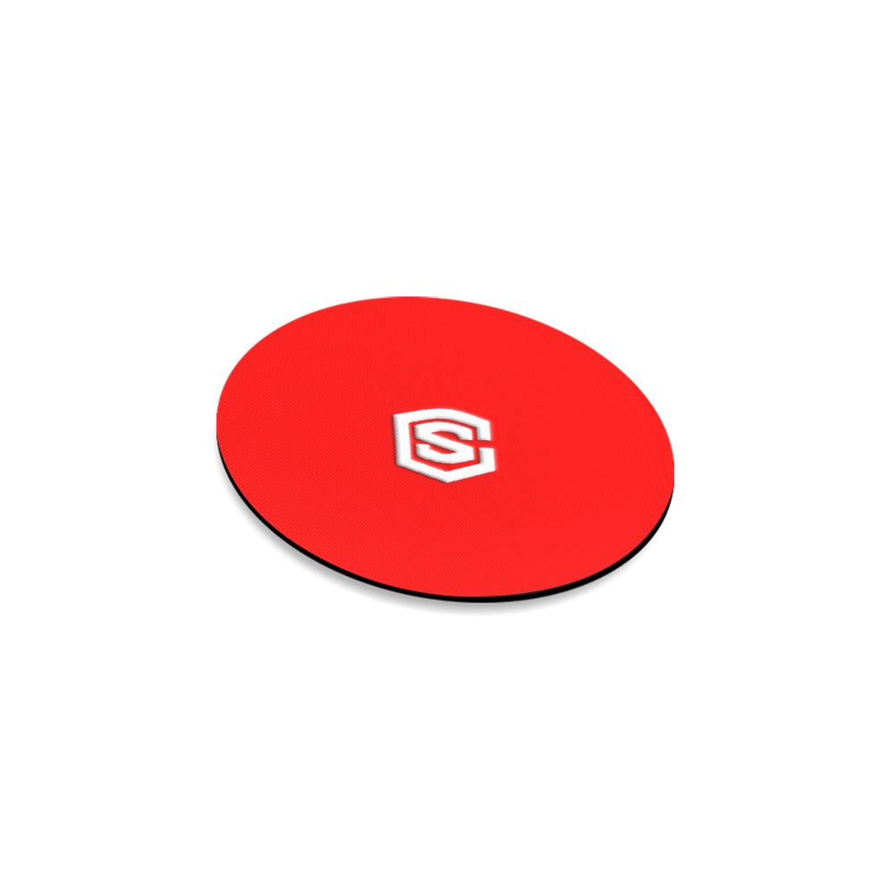 Red Round Coaster with White Logo Round Coaster