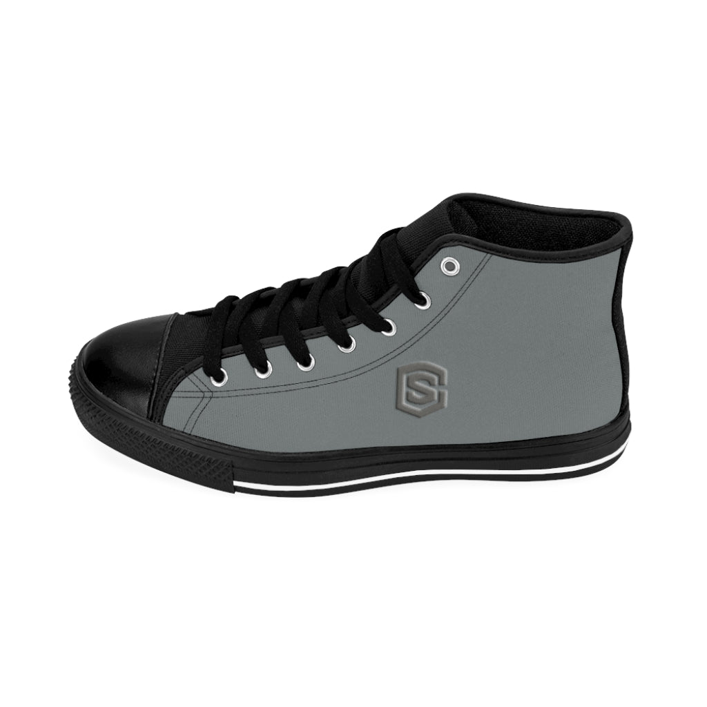 grey Men's High-top Sneakers grey logo