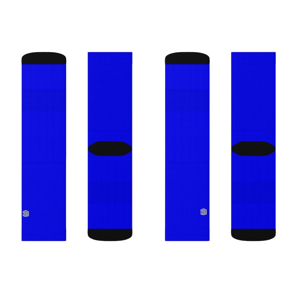 Blue Sublimation Socks with Silver Logo