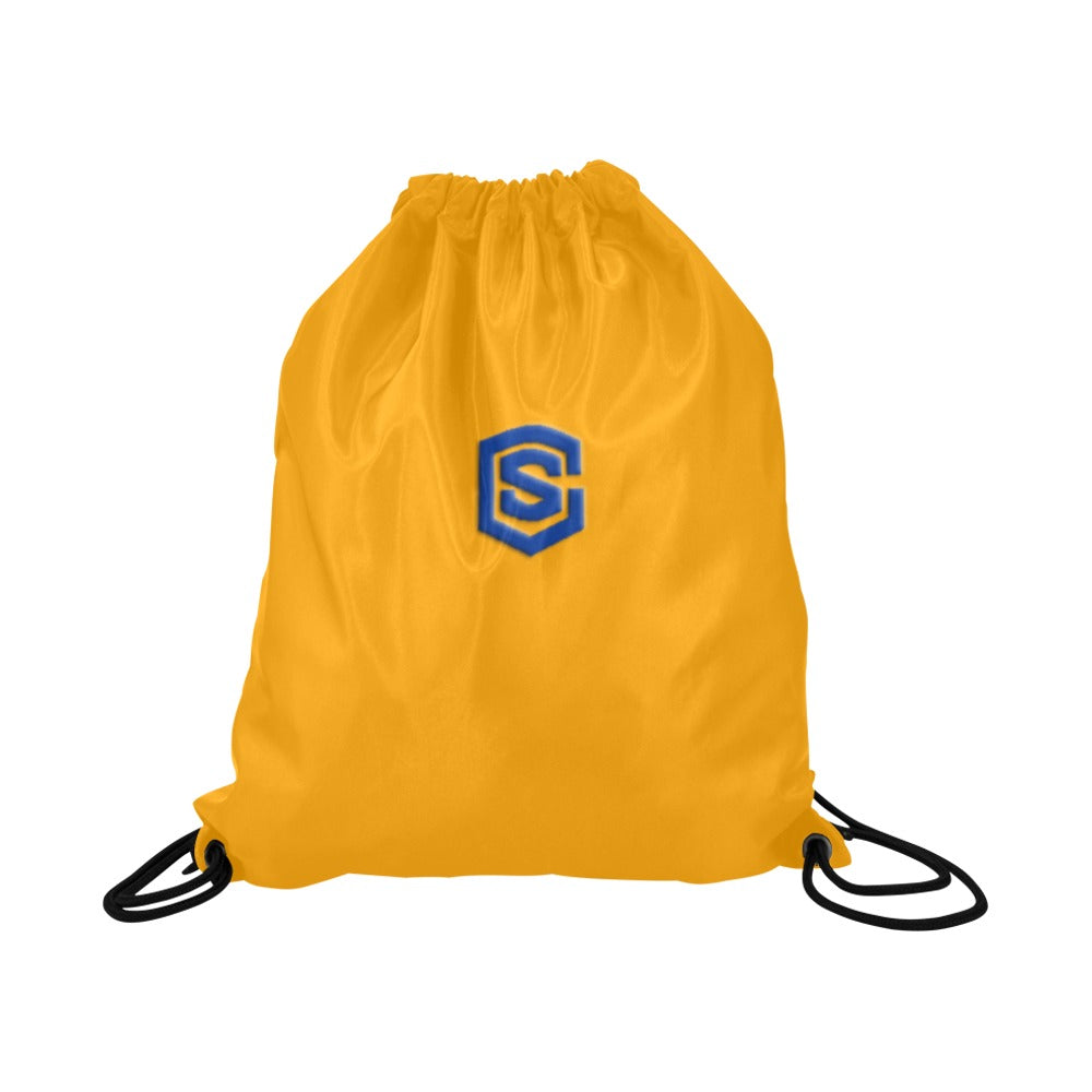 Orange Drawstring Bags Large With Blue Logo Drawstring Bags (Model 1604) (Large)