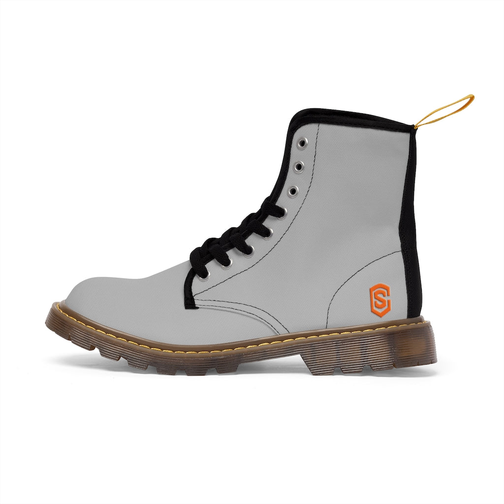 Silver Men's Canvas Boots Orange Logo