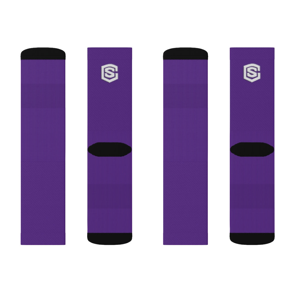 Purple Sublimation Socks White Logo