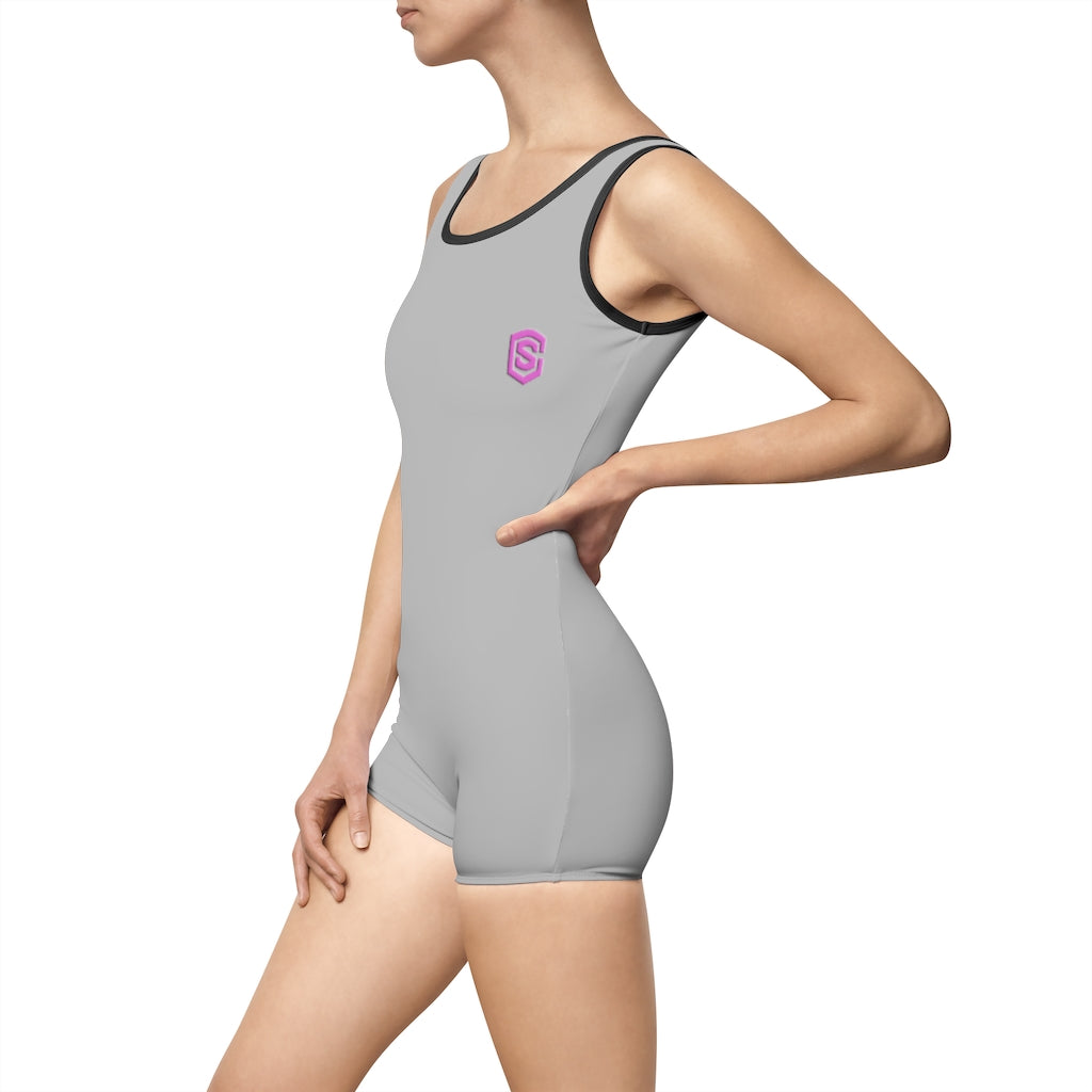 Grey Women's Vintage Swimsuit Pink Logo
