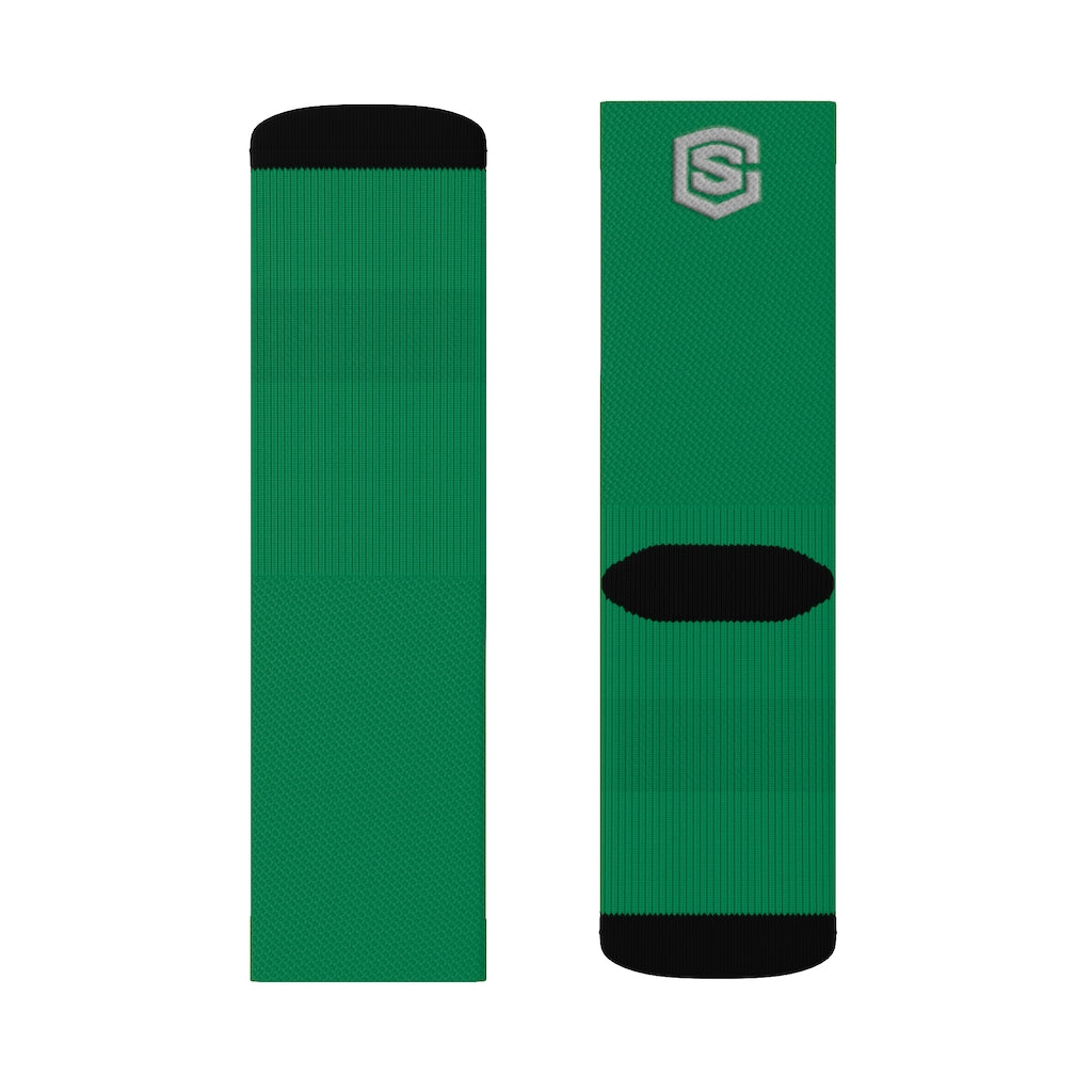 Green Sublimation Socks Silver Logo