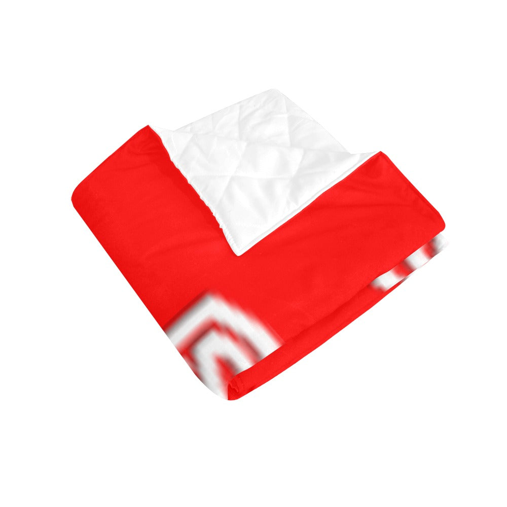 Red  Quilt with White Logo Custom Quilt  70" x 80"