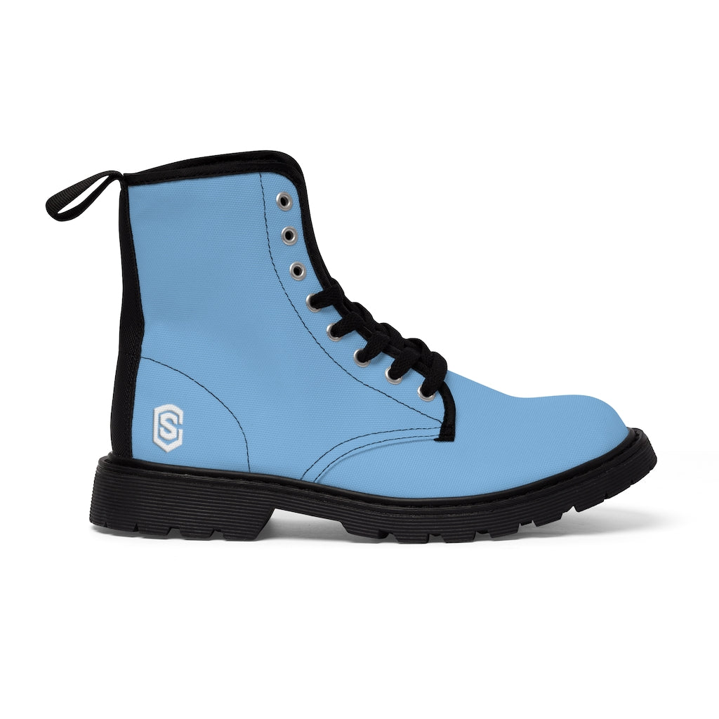 Blue Men's Canvas Boots White Logo