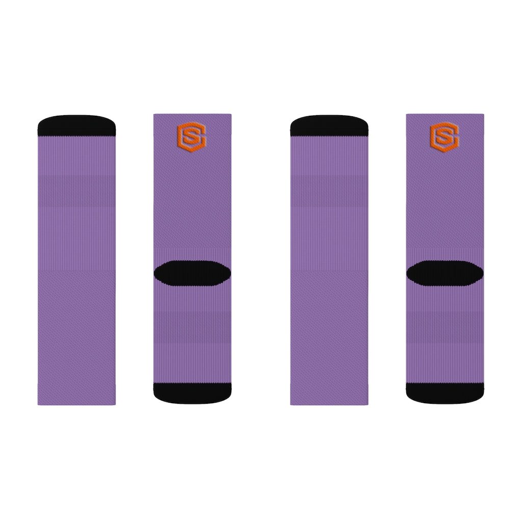 Light Purple Sublimation Socks Orange Logo