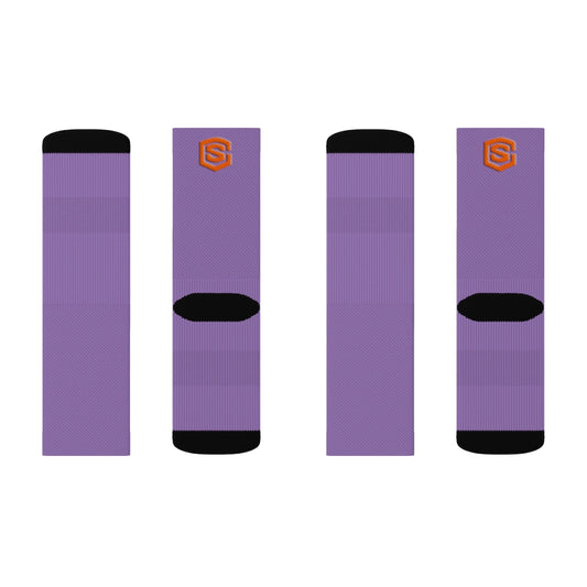 Light Purple Sublimation Socks Orange Logo
