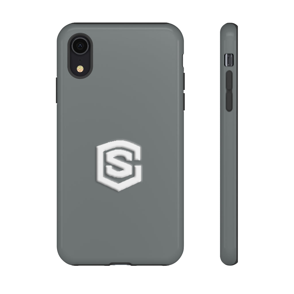 Grey Tough Cases White Logo