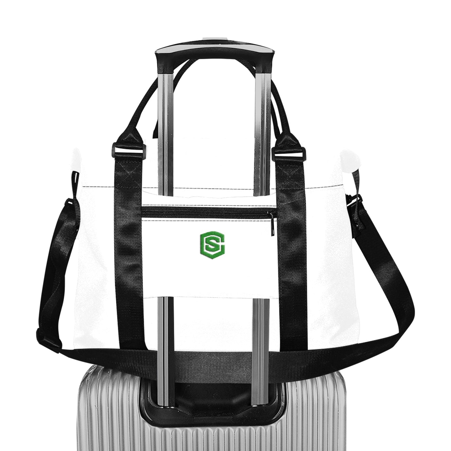 White Large Capacity Duffle Bag With Green Logo Large Capacity Duffle Bag(Model1715)