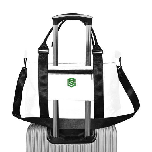 White Large Capacity Duffle Bag With Green Logo Large Capacity Duffle Bag(Model1715)