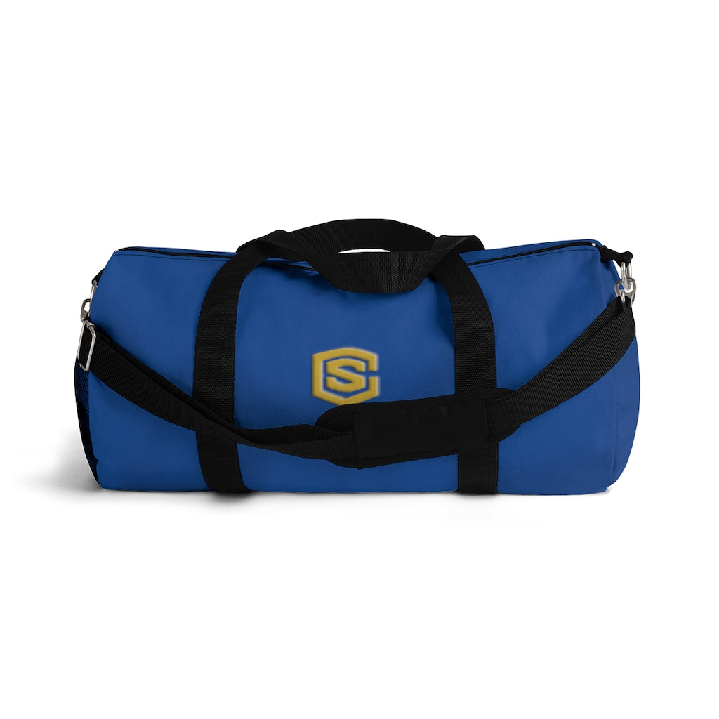 Blue Duffel Bag Gold Logo