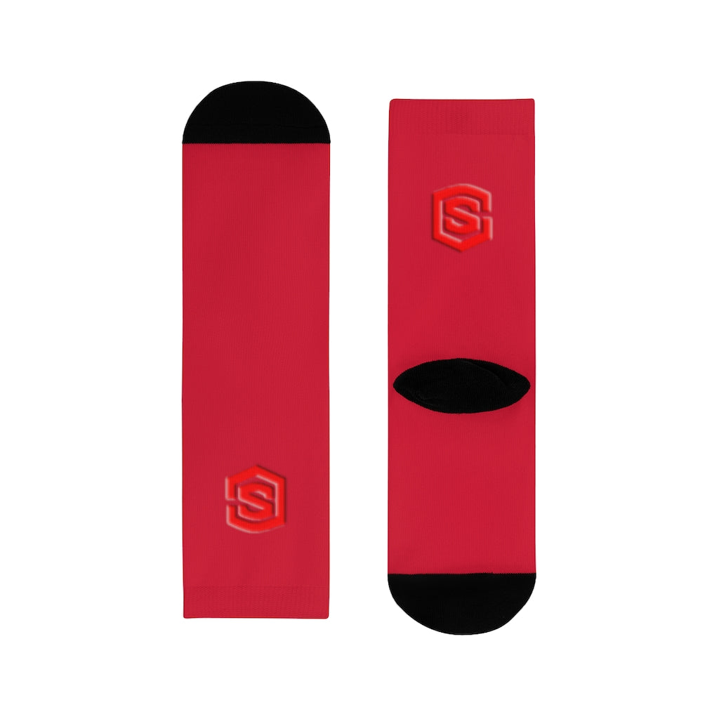 Red Sublimation Crew Socks (EU) Red Logo