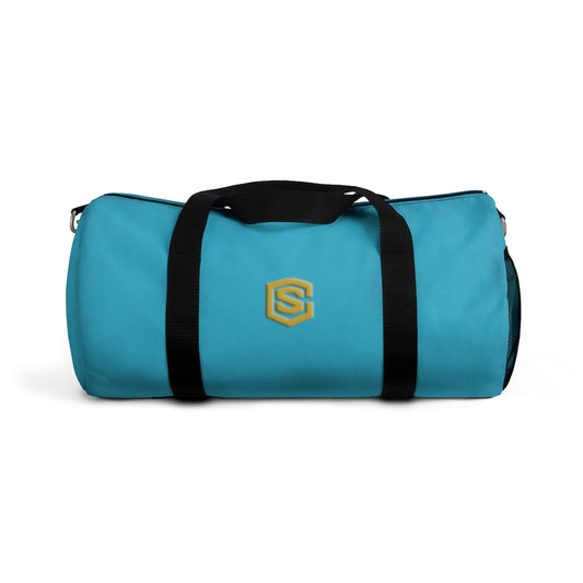 Blue Duffel Bag Gold Logo