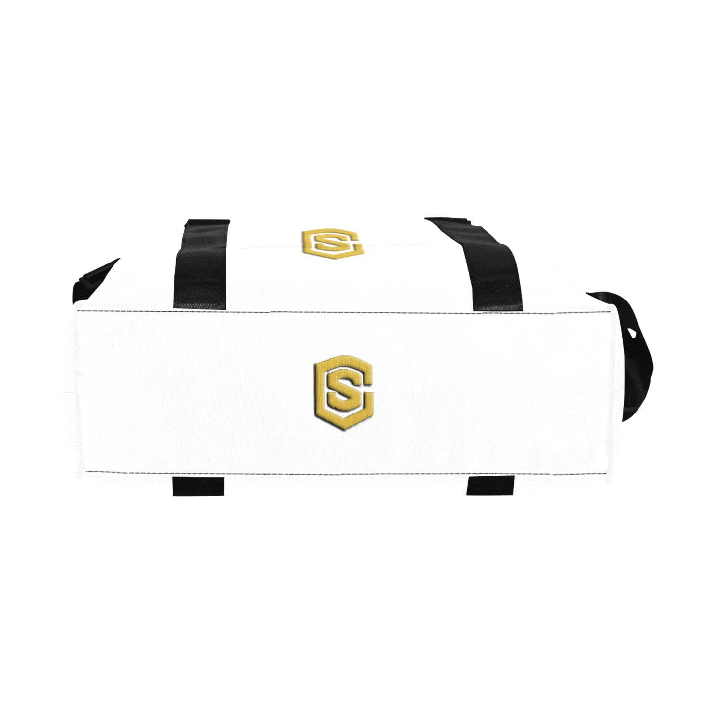 White Large Capacity Duffle Bag With Gold Logo Large Capacity Duffle Bag(Model1715)