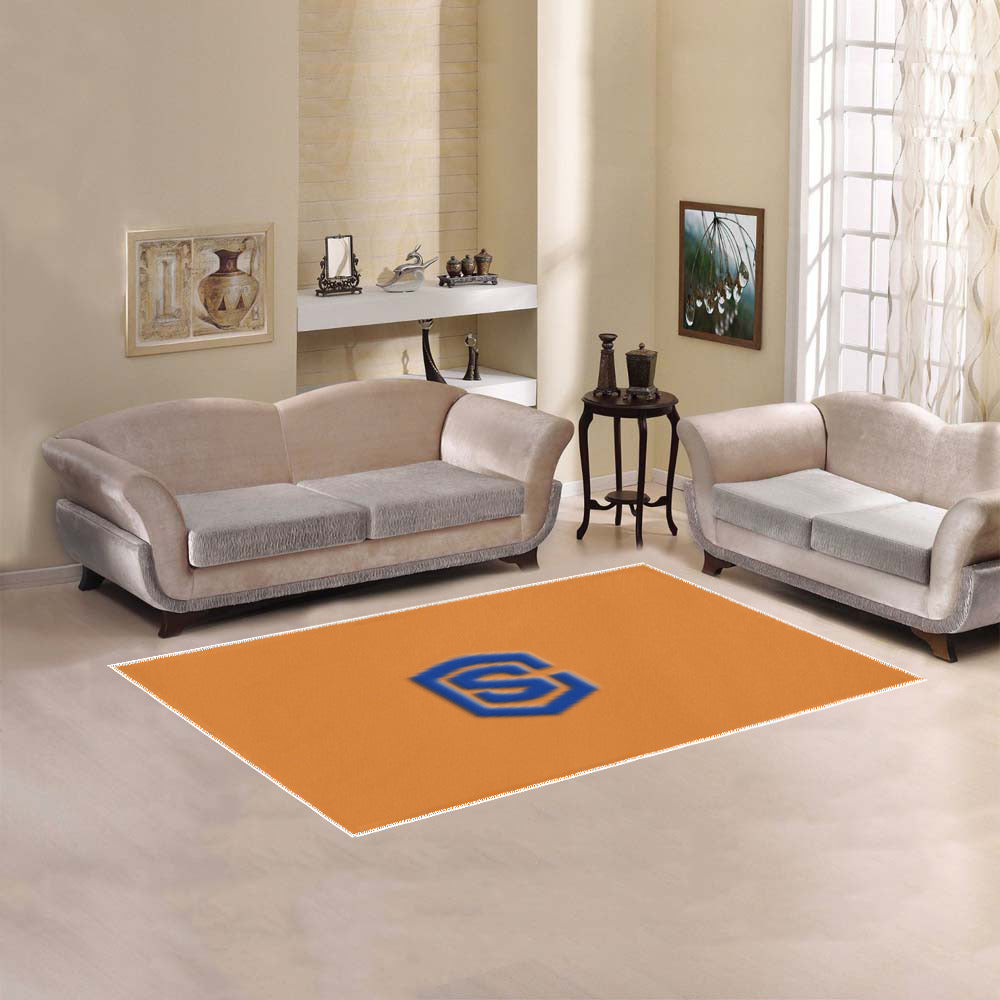 Orange Area Rug Blue Logo Area Rug 5' x 3.2'